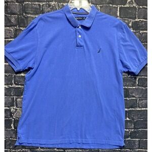 Nautica Polo Shirt Mens XL Blue Classic Fit Embroidered Logo Cotton Golf Office